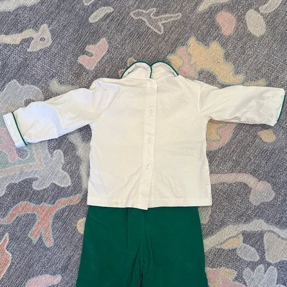 Smocked Holly Christmas Toddler Corduroy Pant Set - Picture 4 of 5